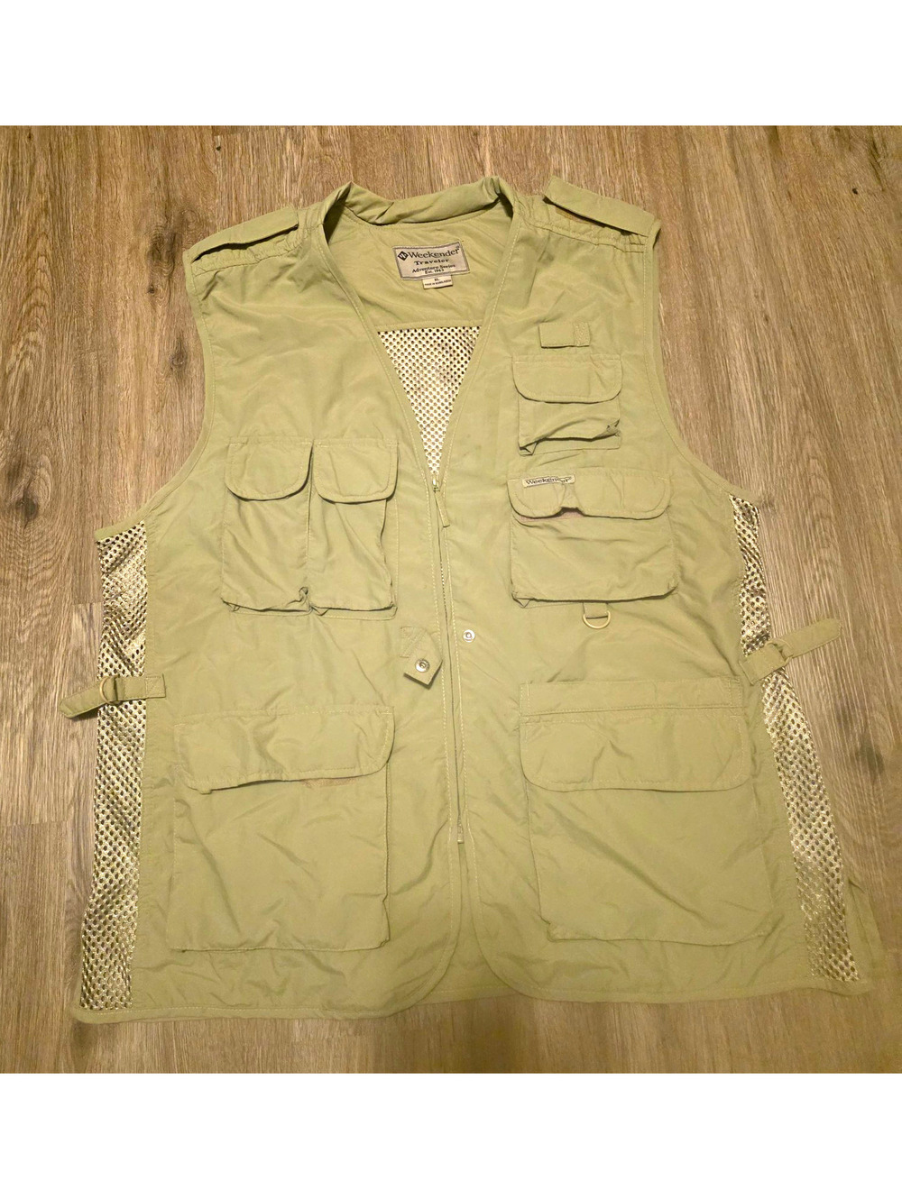 Weekender Traveler Fishing Vest Adult XL Khaki Mesh Multi Pocket Adventure